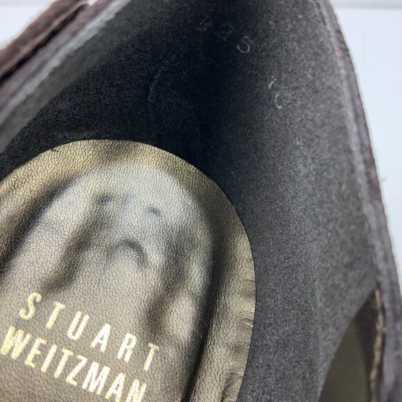 Stuart Weitzman Alma Chocolate Brown Leather Suede Ankle Boote Heel Sz 10 - 9.5 - Picture 16 of 16